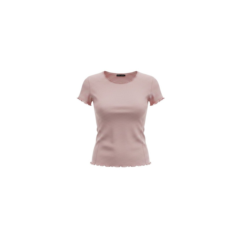 Polly & Esther Tee Juniors Medium Pink New Lettuce Edge Ribbed Knit PK14891